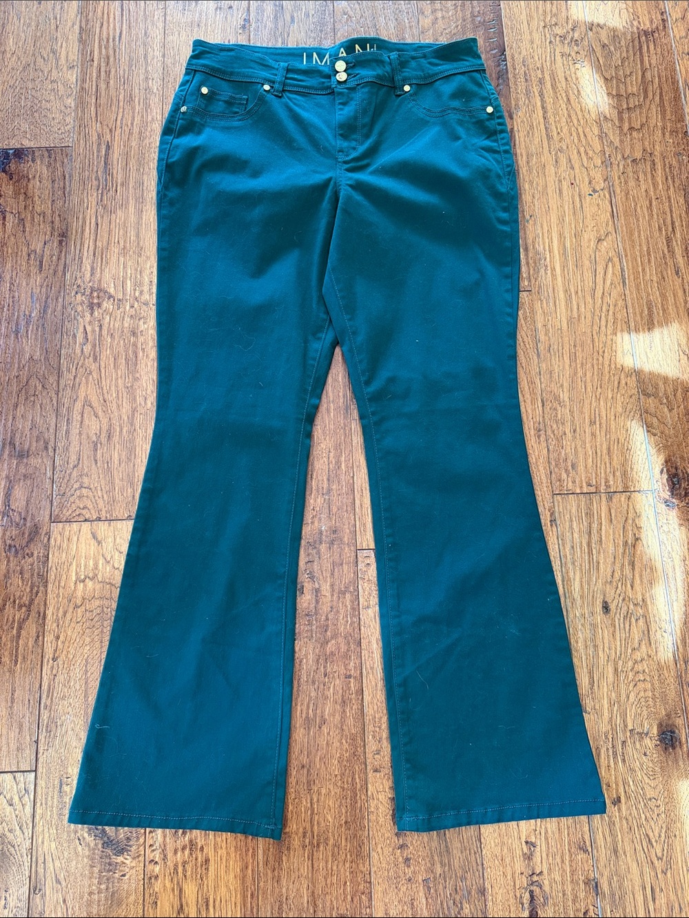 IMAN Teal Flare Wide-Leg Jeans